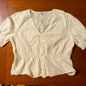 Madewell White Cotton Peasant Blouse